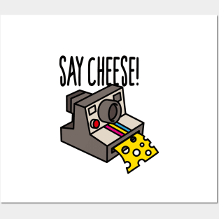 Say cheese Hipster funny instant camera cartoon vintage camera Posters and Art